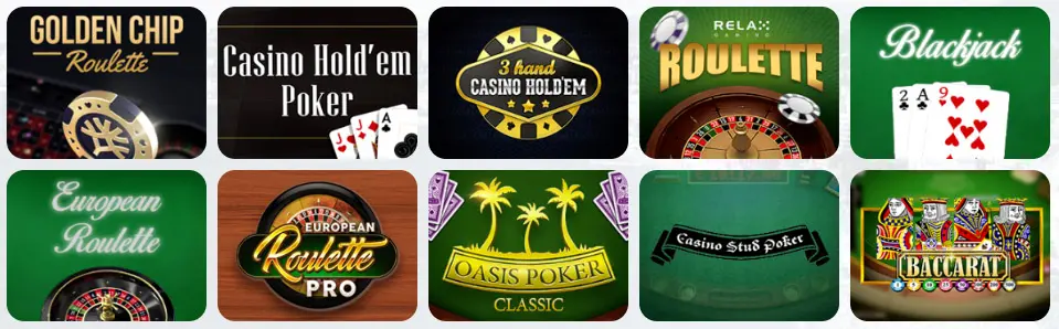 Jeux de table au Euromillions Casino