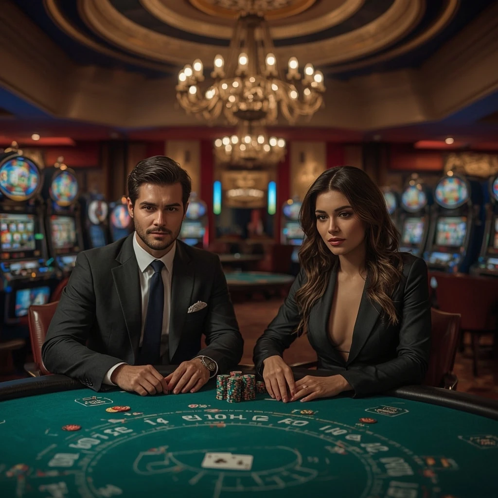 Deux joueurs de poker dans un Euromillions Casino